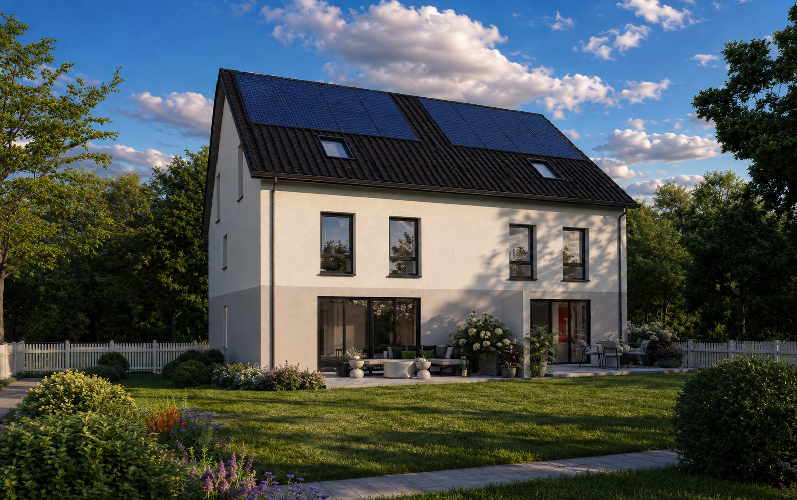 Visualisierung: Doppelhaus mit Garten und Terrasse