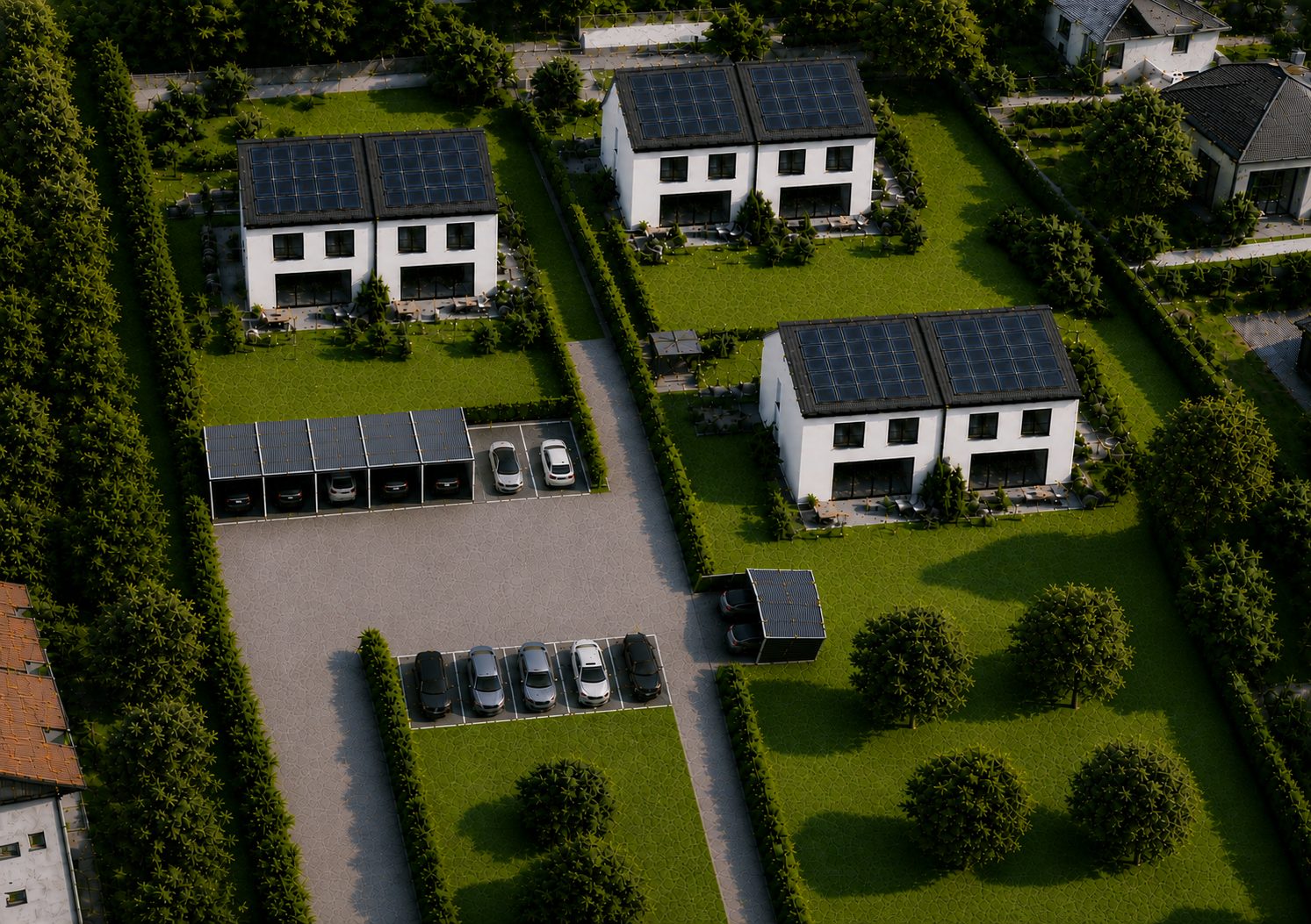 Luftbild Gesamtanlage mit Zufahrt