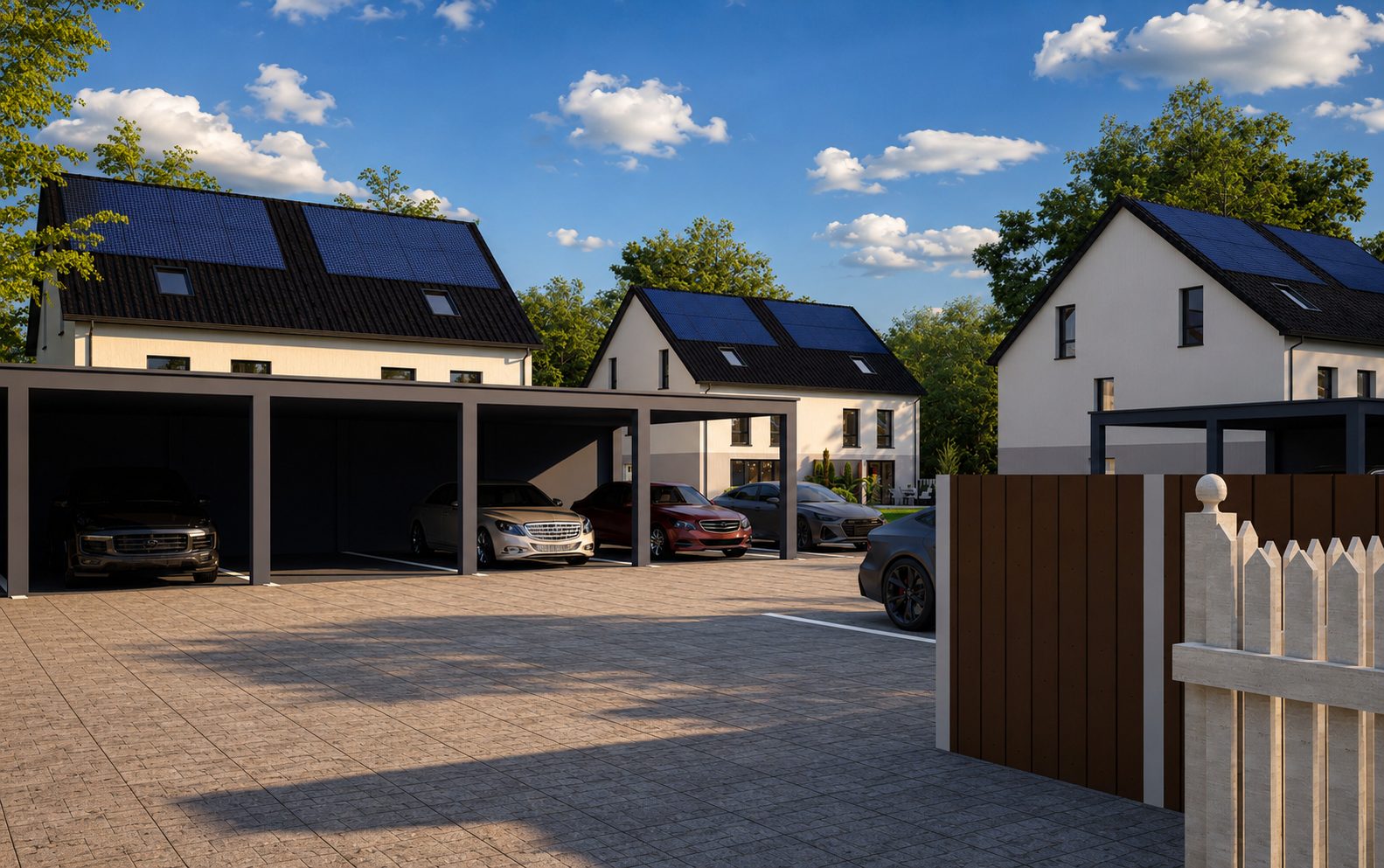 Carports und Wohnstraße